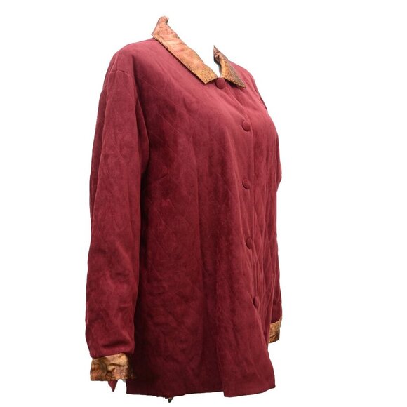 NWT Christine Thomson Modern Quilted Shirt Jacket Burgundy Plus Size 2X - Picture 2 of 7